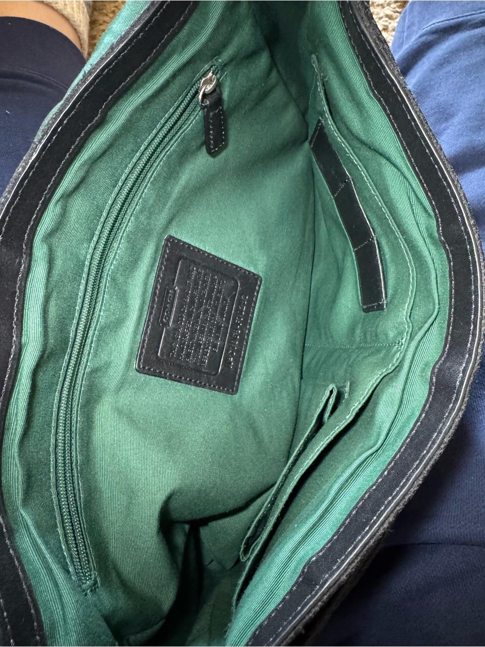 Coach Black Monogram Canvas Messenger Bag - Picture 9 of 10